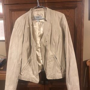 Cream genuine leather jacket